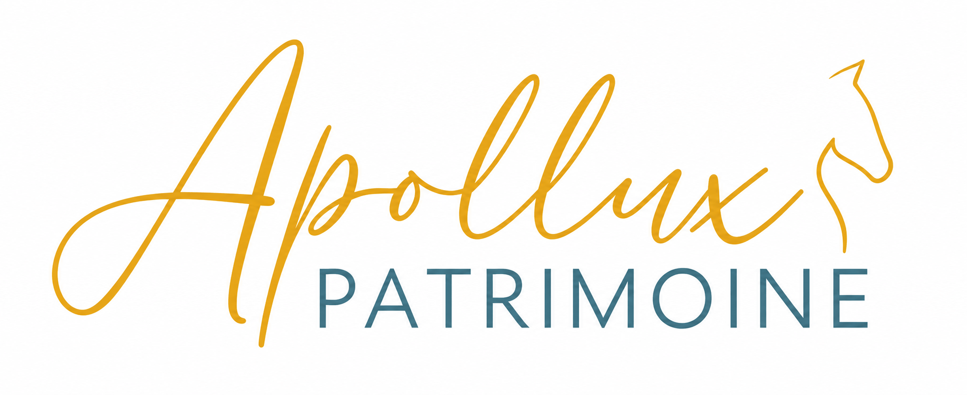 Logo Apollux Patrimoine avec une tête de cheval stylisée