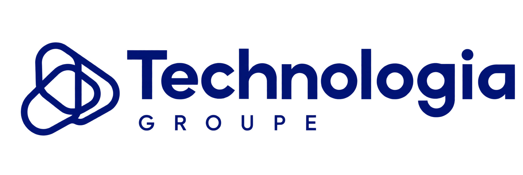 Logo Technologia Groupe, symbole abstrait bleu et texte