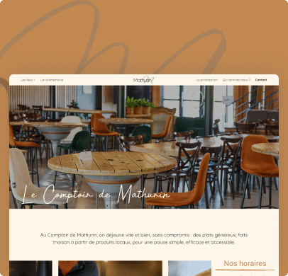 Le Comptoir de Mathurin : intérieur chaleureux avec tables et chaises