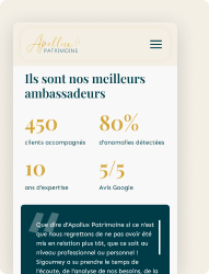 Apollux Patrimoine : 450 clients accompagnés, 80% d'anomalies détectées.