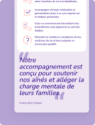 Notre accompagnement est conçu pour soutenir nos aînés et alléger la charge mentale de leurs familles.