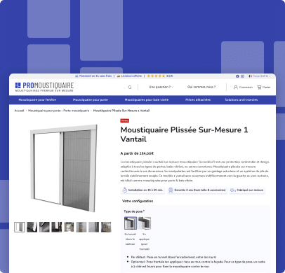 Moustiquaire plissée sur-mesure 1 vantail Promoustiquaire